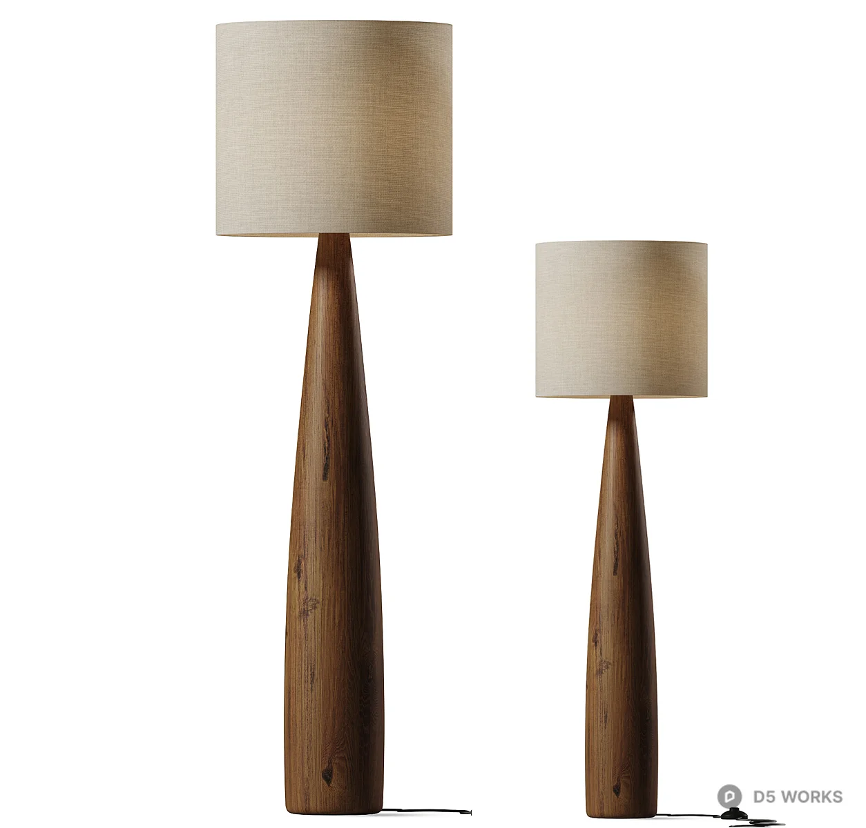 Wooden Tapered Base Floor Lamp 3d model thumbnail 2
