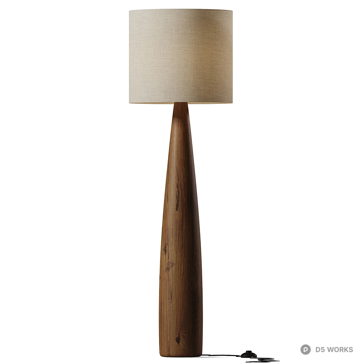 Wooden Tapered Base Floor Lamp 3d model - Image 1