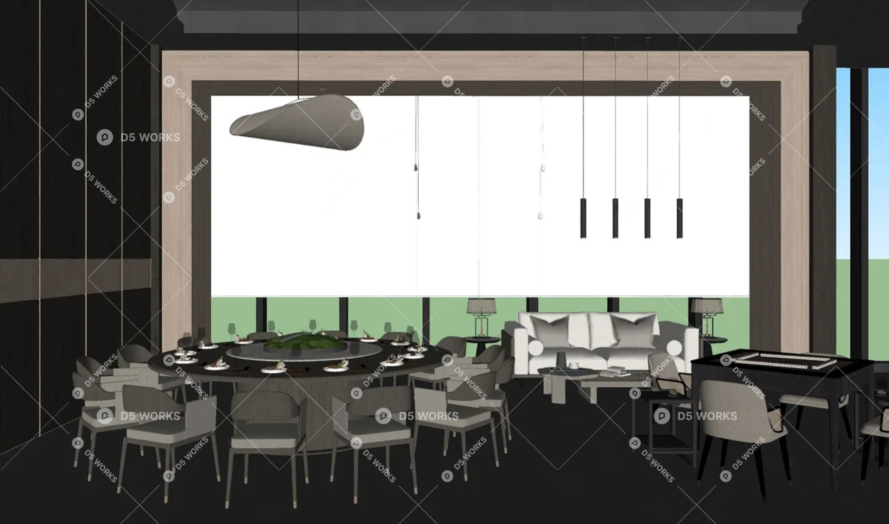 Hotel Restaurant 3d model thumbnail 2