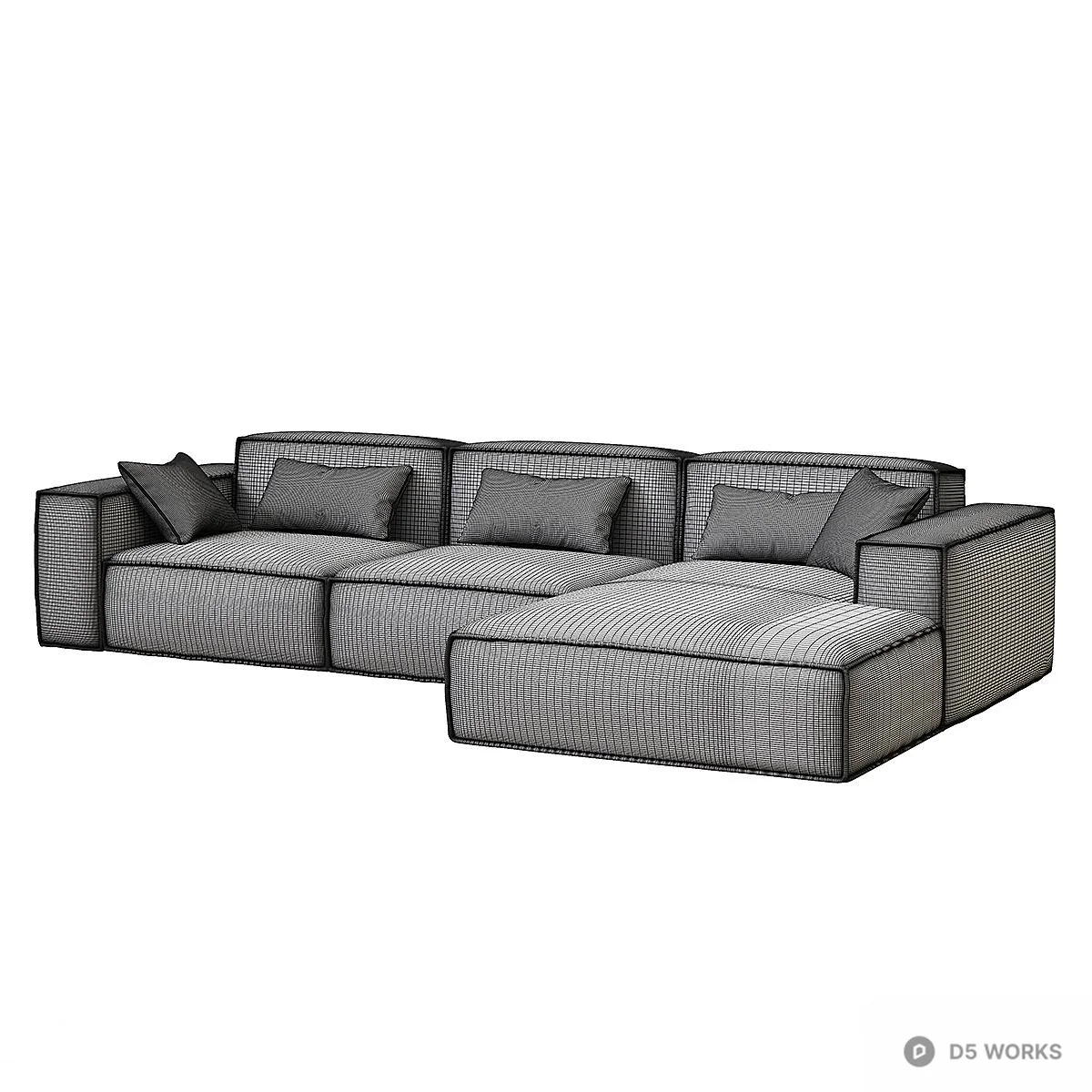 Modular Velvet Sectional Sofa 3d model thumbnail 5