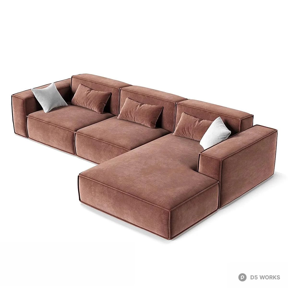 Modular Velvet Sectional Sofa 3d model thumbnail 3