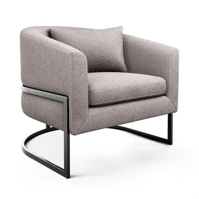 Minimalist Upholstered Armchair With Metal Frame 3d model