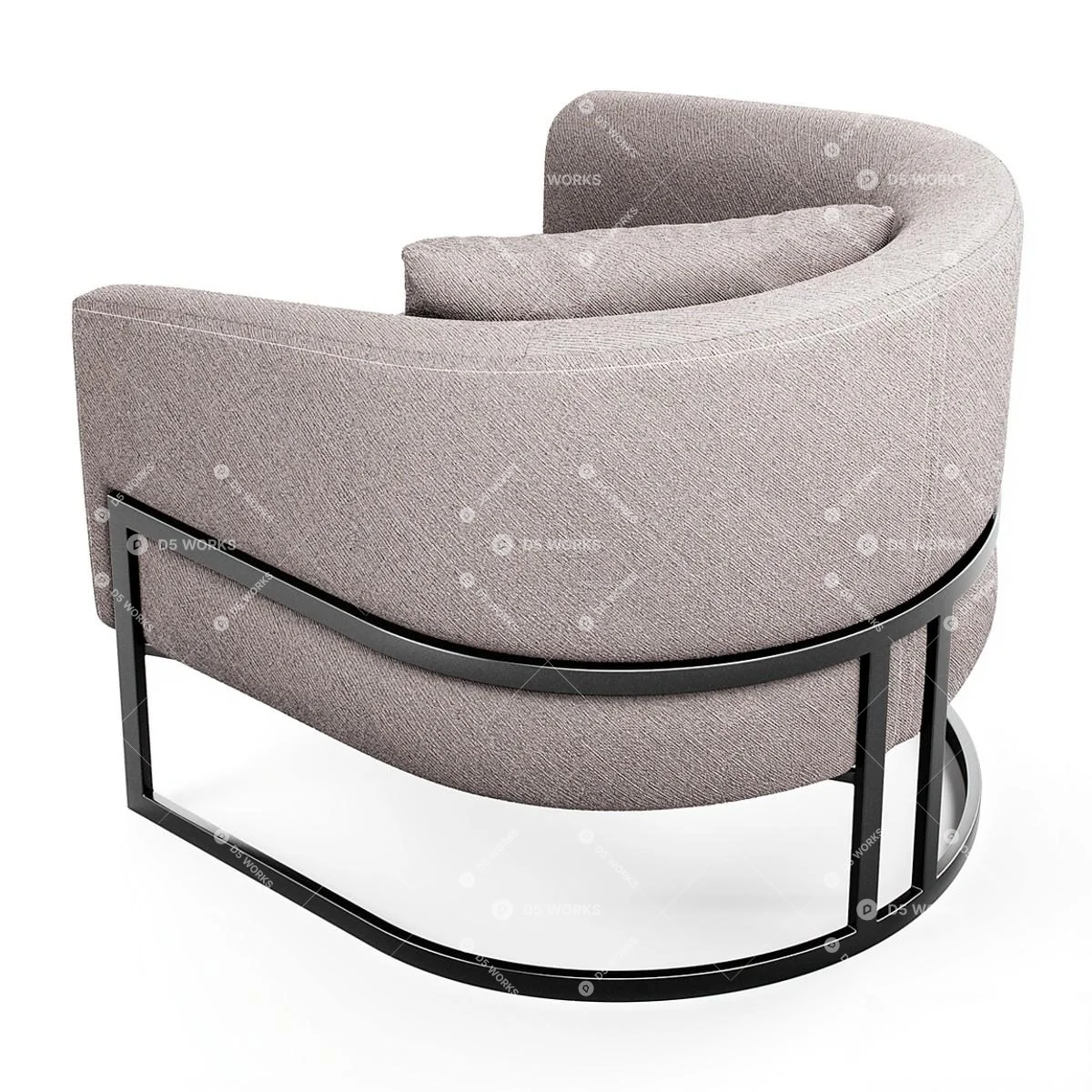 Minimalist Upholstered Armchair With Metal Frame 3d model thumbnail 3