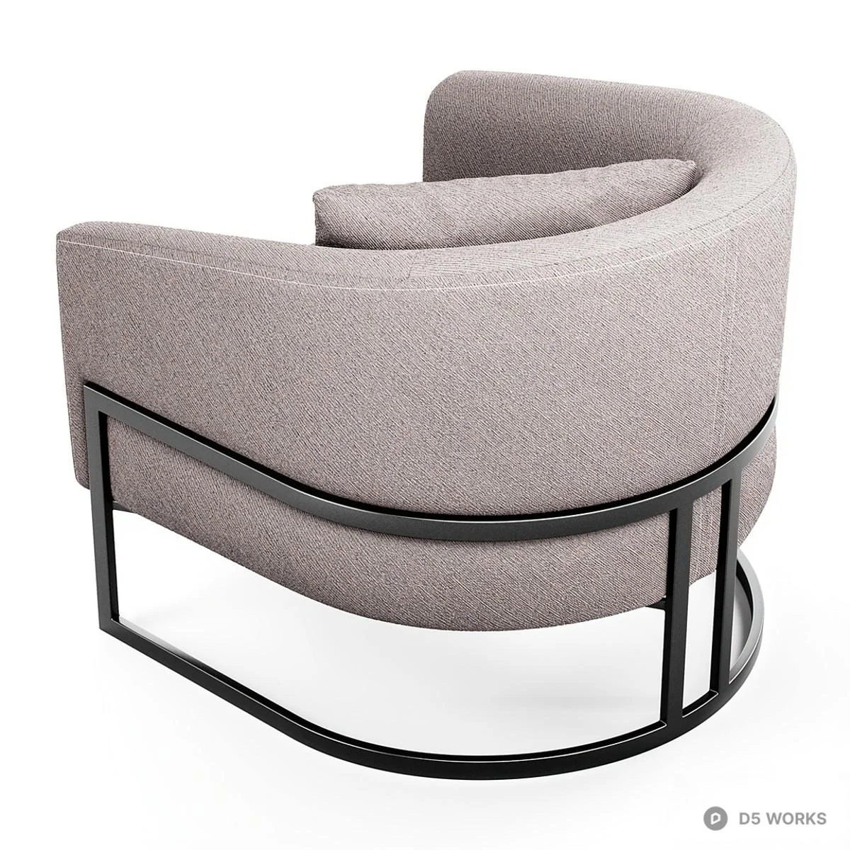 Minimalist Upholstered Armchair With Metal Frame 3d model thumbnail 3
