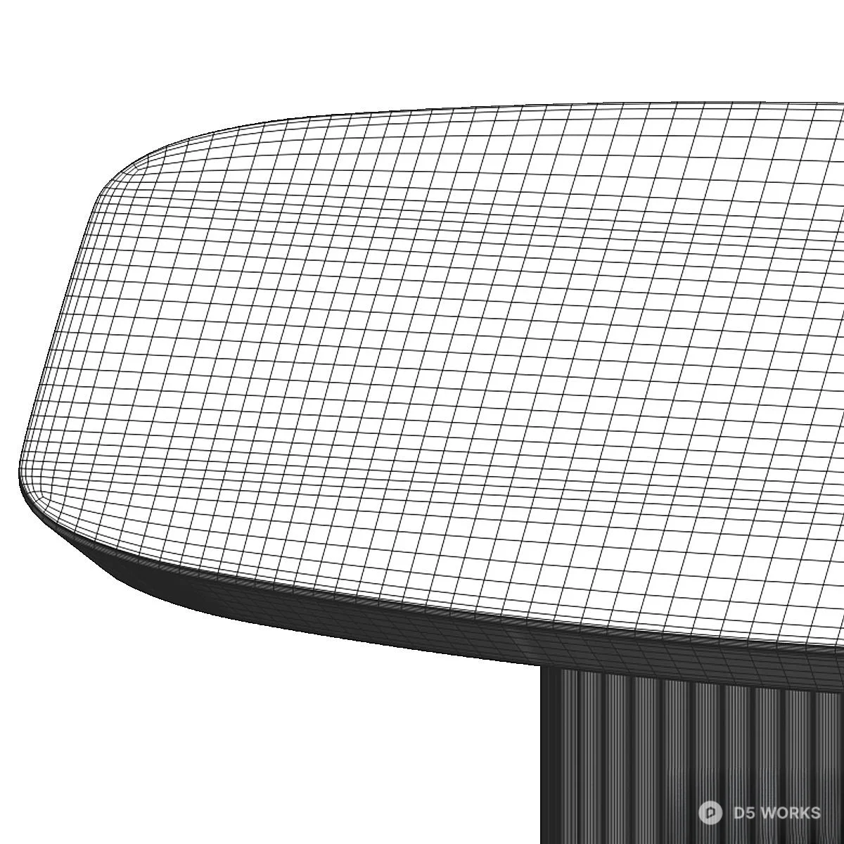 Ribbed Base Minimalist Dining Table 3d model thumbnail 7