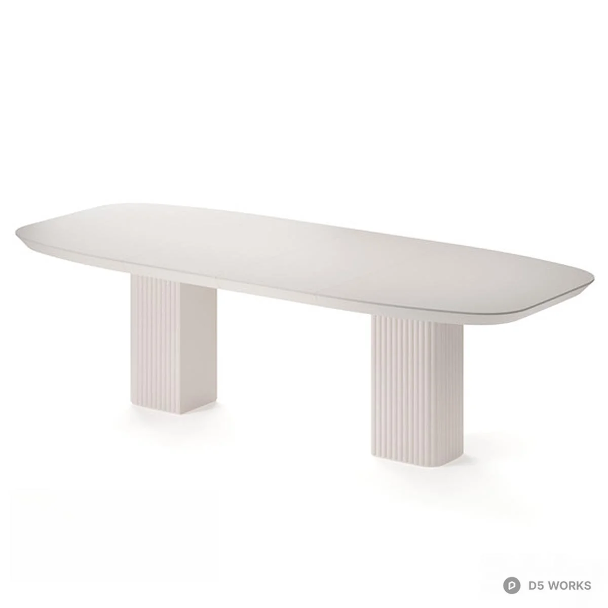 Ribbed Base Minimalist Dining Table 3d model thumbnail 6