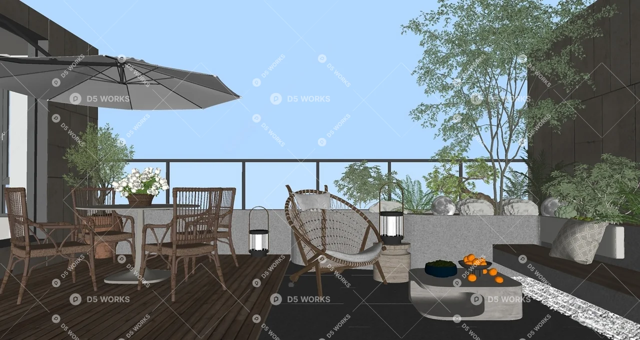 Modern Balcony (Villa) 3d model thumbnail 2