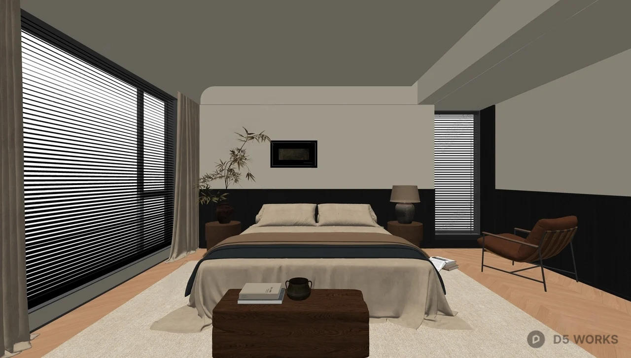 Minimalist Modern Bedroom with Ambient Lighting 3d model thumbnail 2