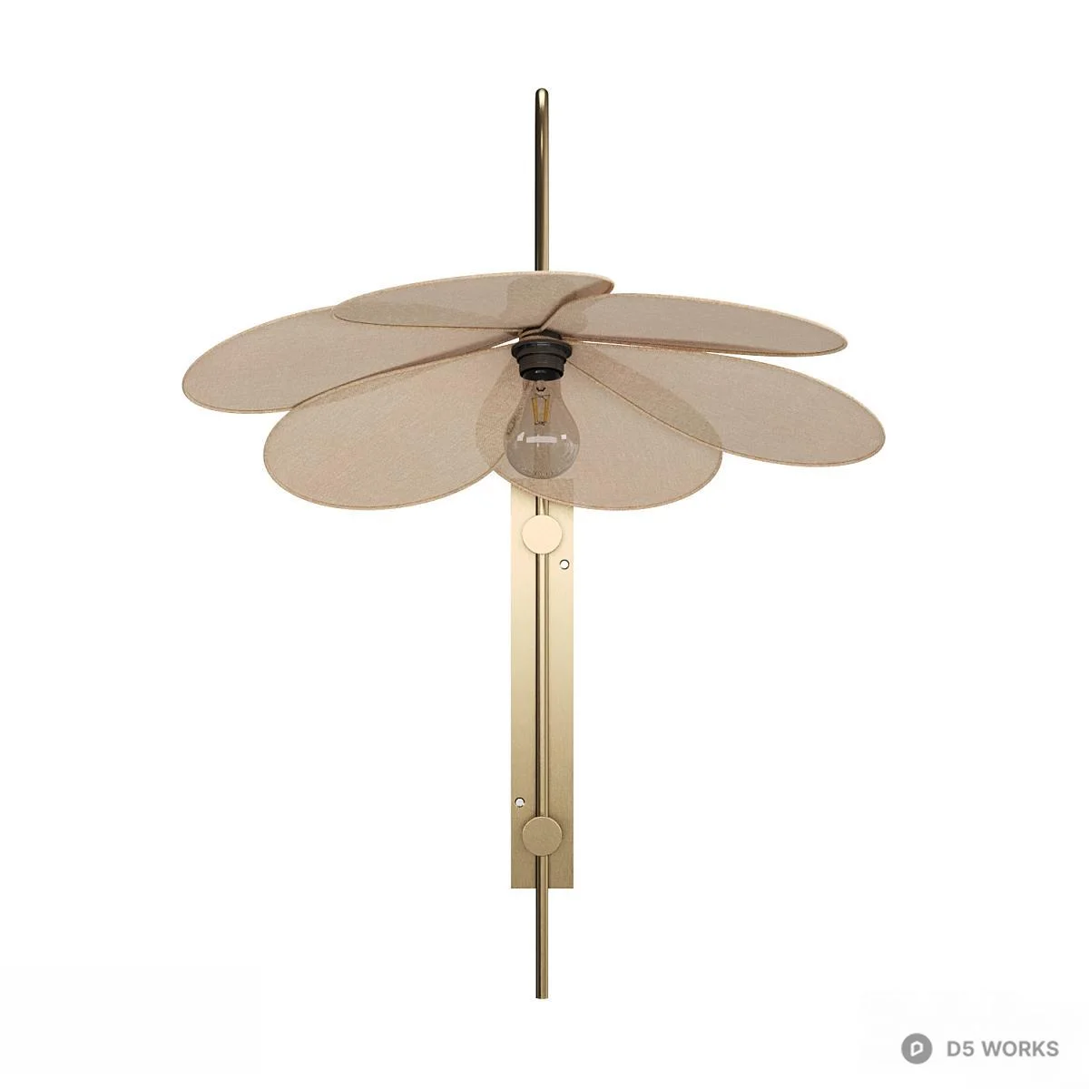 Brass Petal Wall Lamp 3d model thumbnail 2