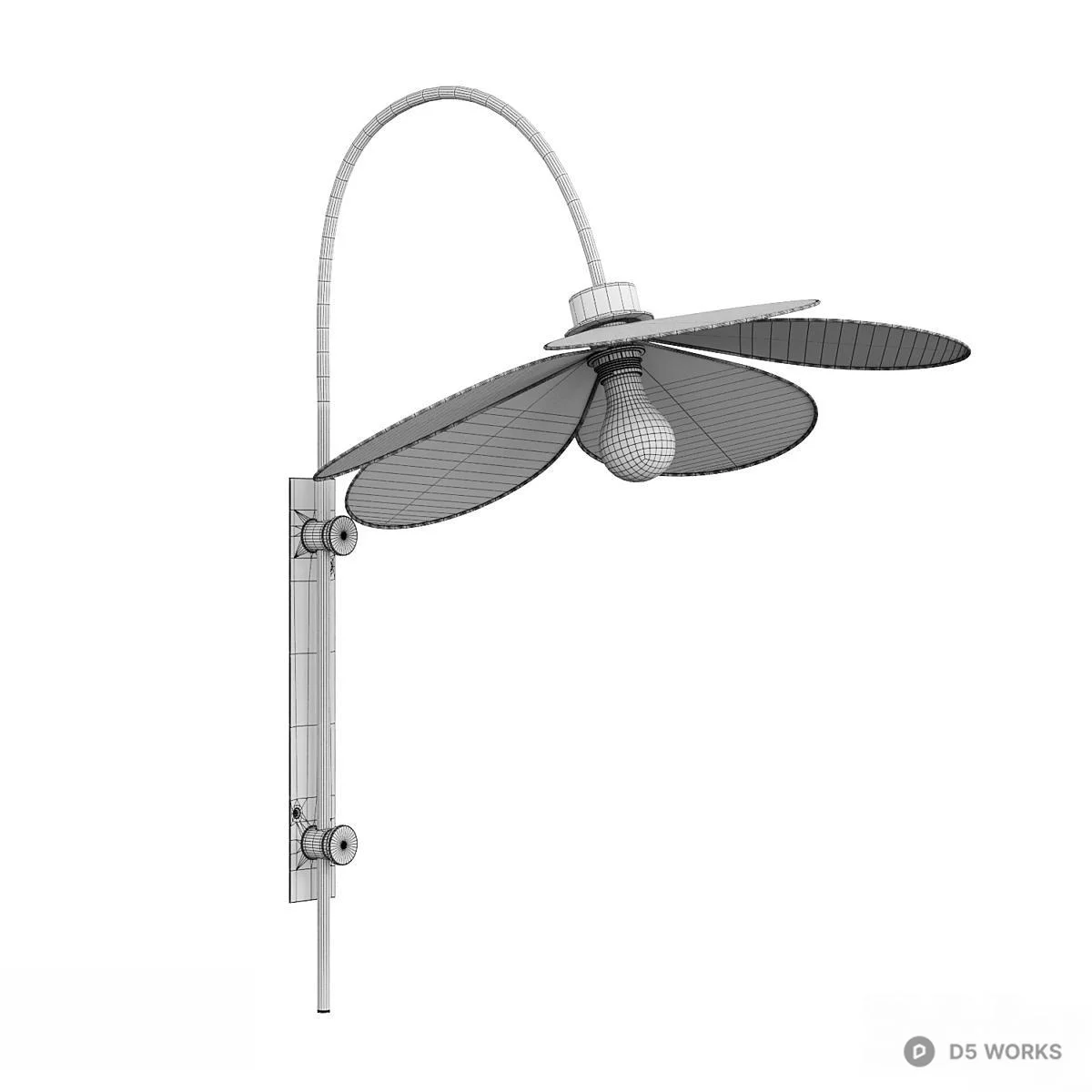 Brass Petal Wall Lamp 3d model thumbnail 3