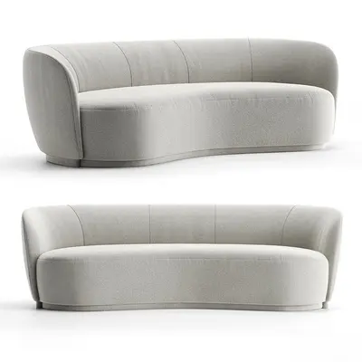 Curved Minimalist Three Seater Sofa 3d model