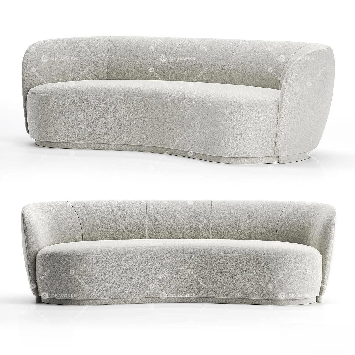 Curved Minimalist Three Seater Sofa 3d model thumbnail 2