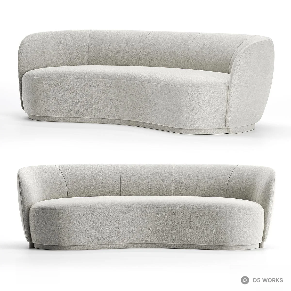 Curved Minimalist Three Seater Sofa 3d model thumbnail 2