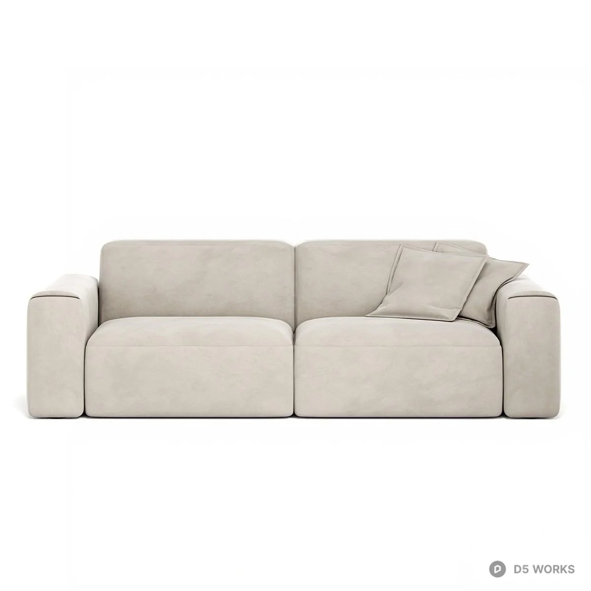 Minimalist Velvet Three Seater Sofa 3d model thumbnail 2