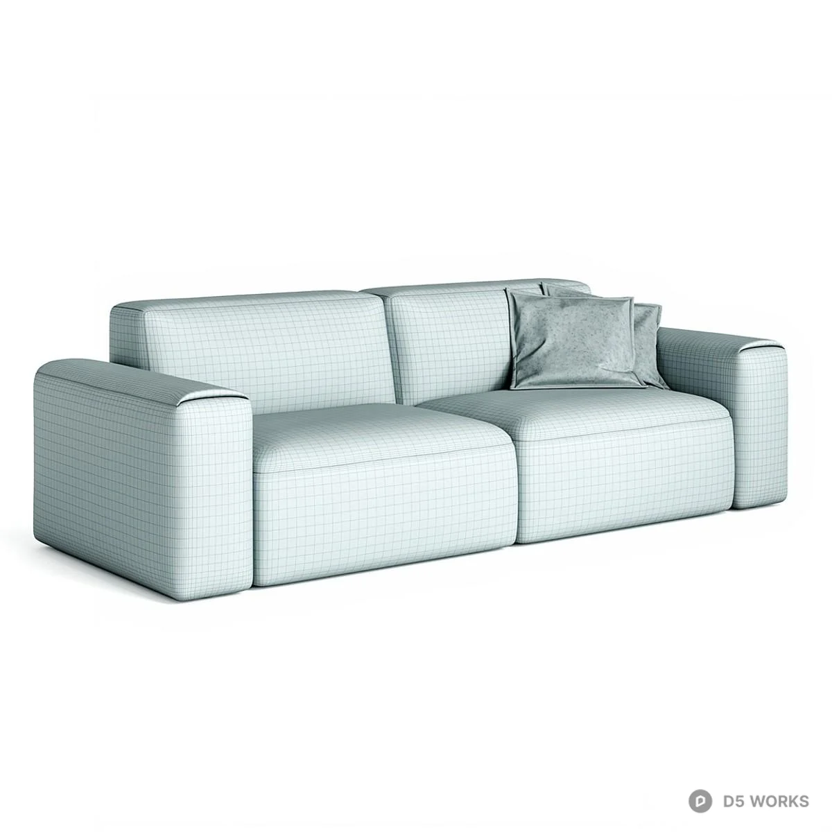 Minimalist Velvet Three Seater Sofa 3d model thumbnail 3