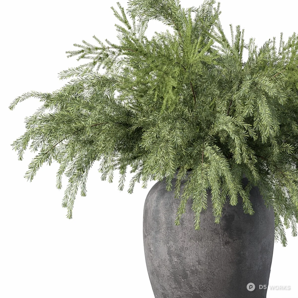 Rustic Ceramic Vase With Fern Greenery 3d model thumbnail 3