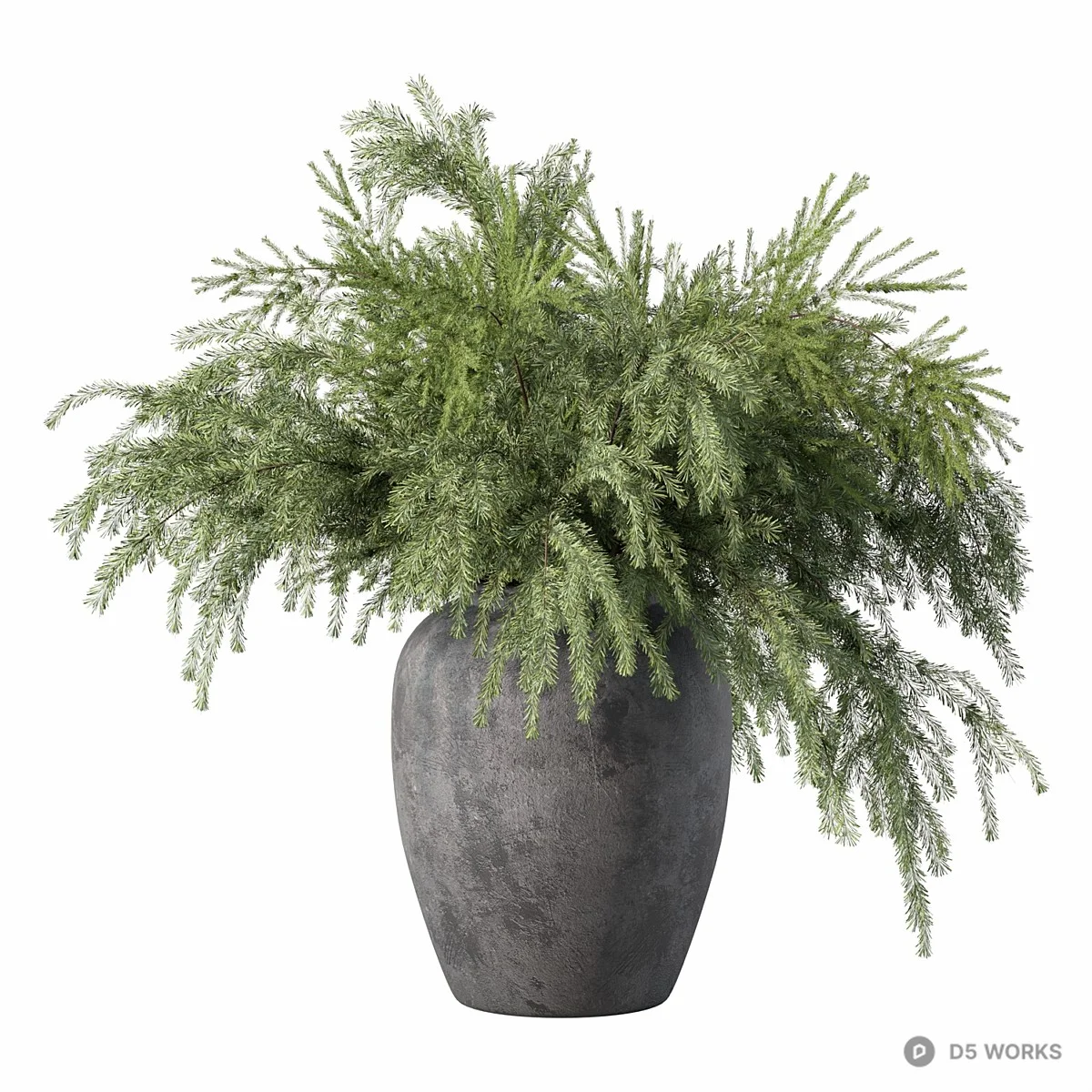 Rustic Ceramic Vase With Fern Greenery 3d model - Image 1