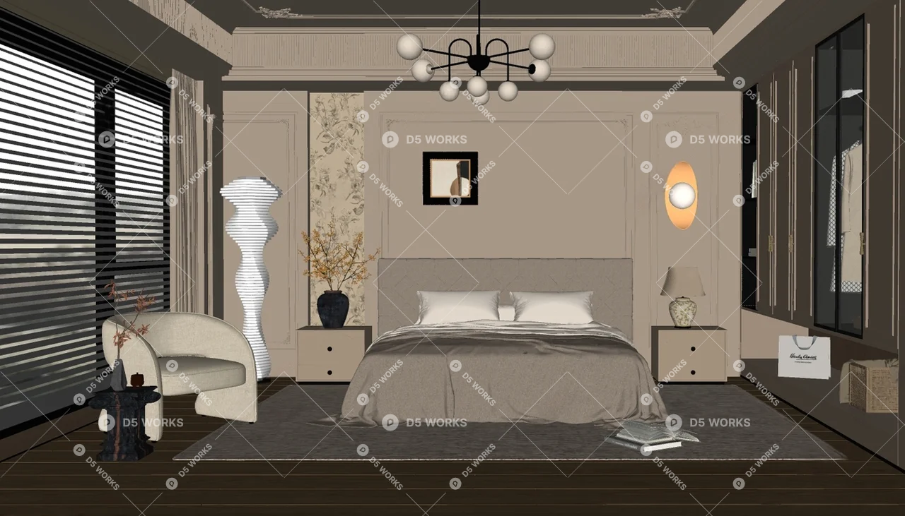 Modern Home Bedroom 3d model thumbnail 2