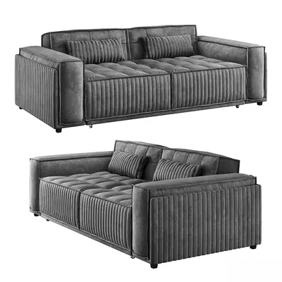 Ribbed Velvet Three Seater Sofa 3d model