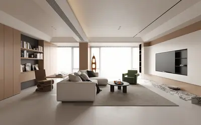 Modern Minimalist Living Room with Neutral Tones 3d model