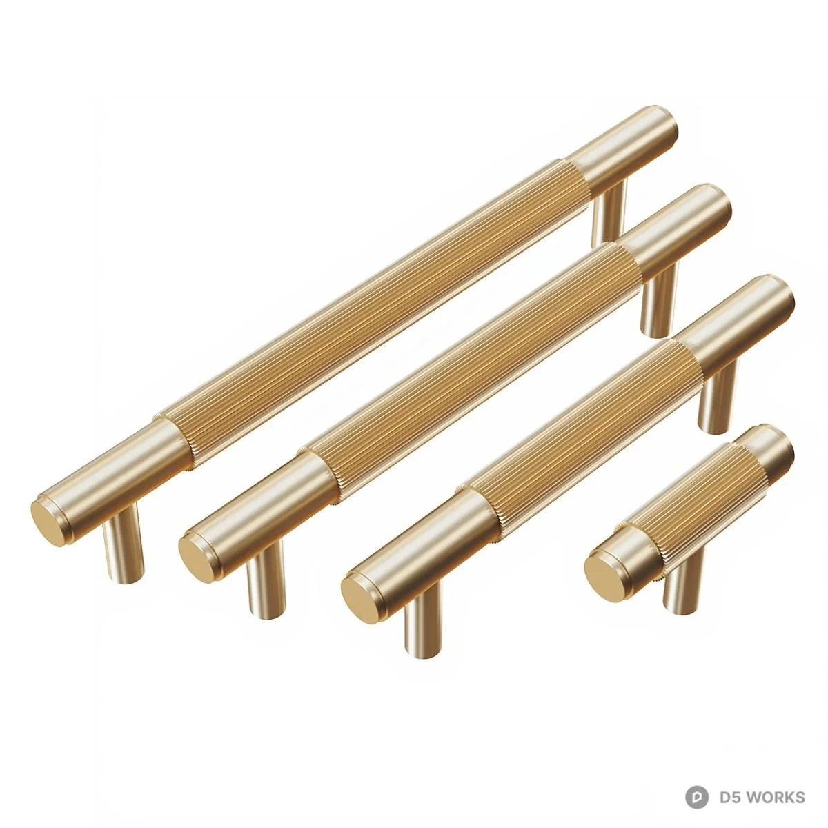 Textured Brass Cabinet Pull Handle 3d model - Image 1