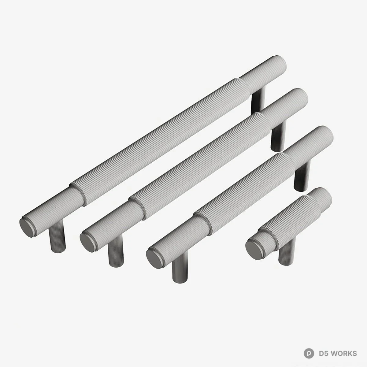 Textured Brass Cabinet Pull Handle 3d model thumbnail 2