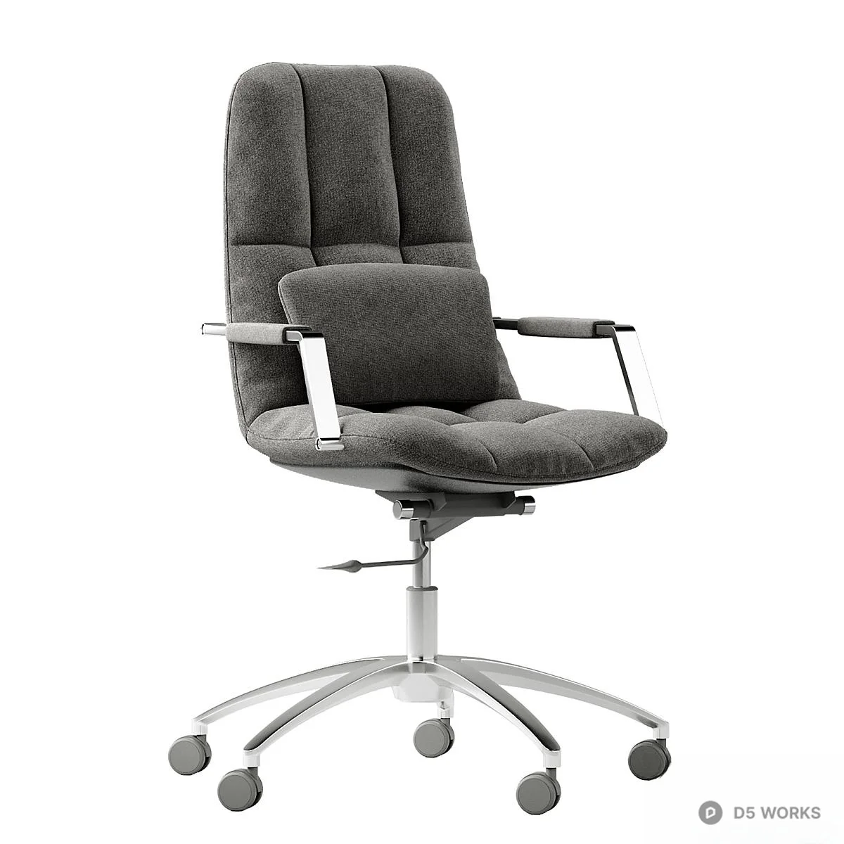 Light Blue Upholstered Office Chair 3d model thumbnail 2