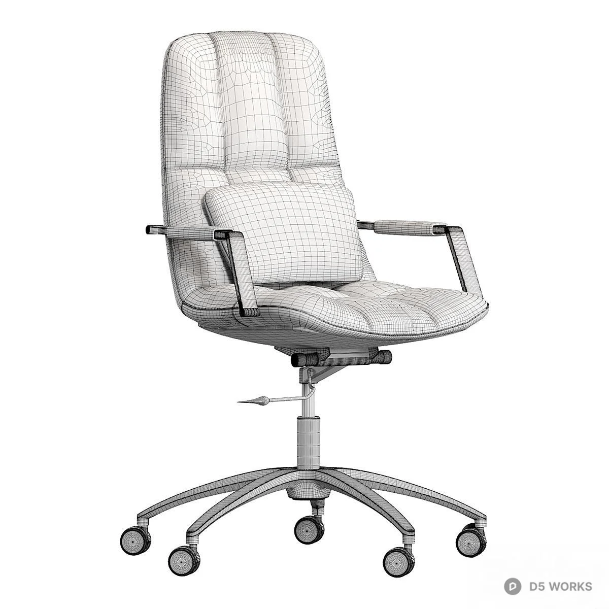 Light Blue Upholstered Office Chair 3d model thumbnail 5