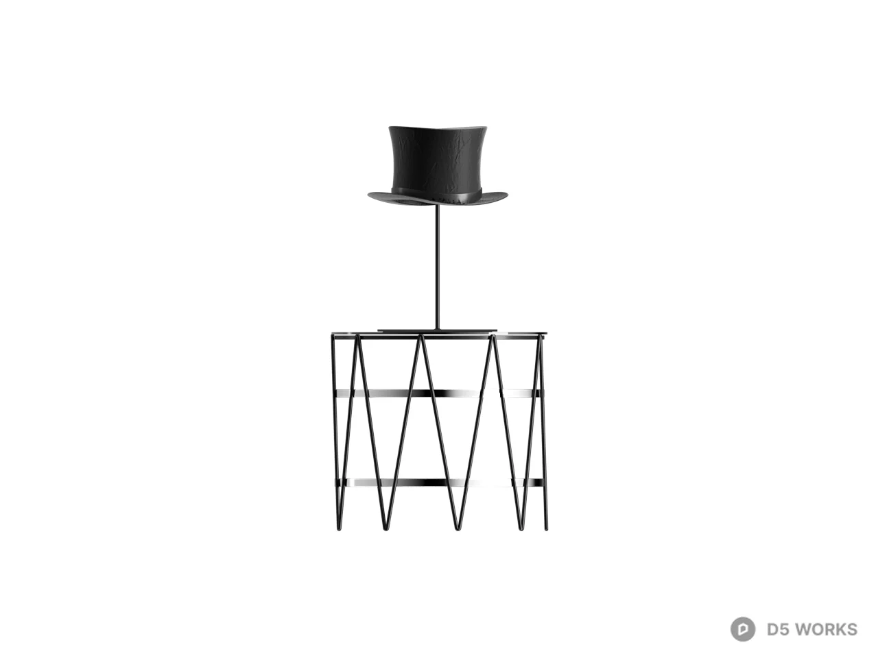Metallic Minimalist Side Table With Top Hat Decor 3d model thumbnail 2