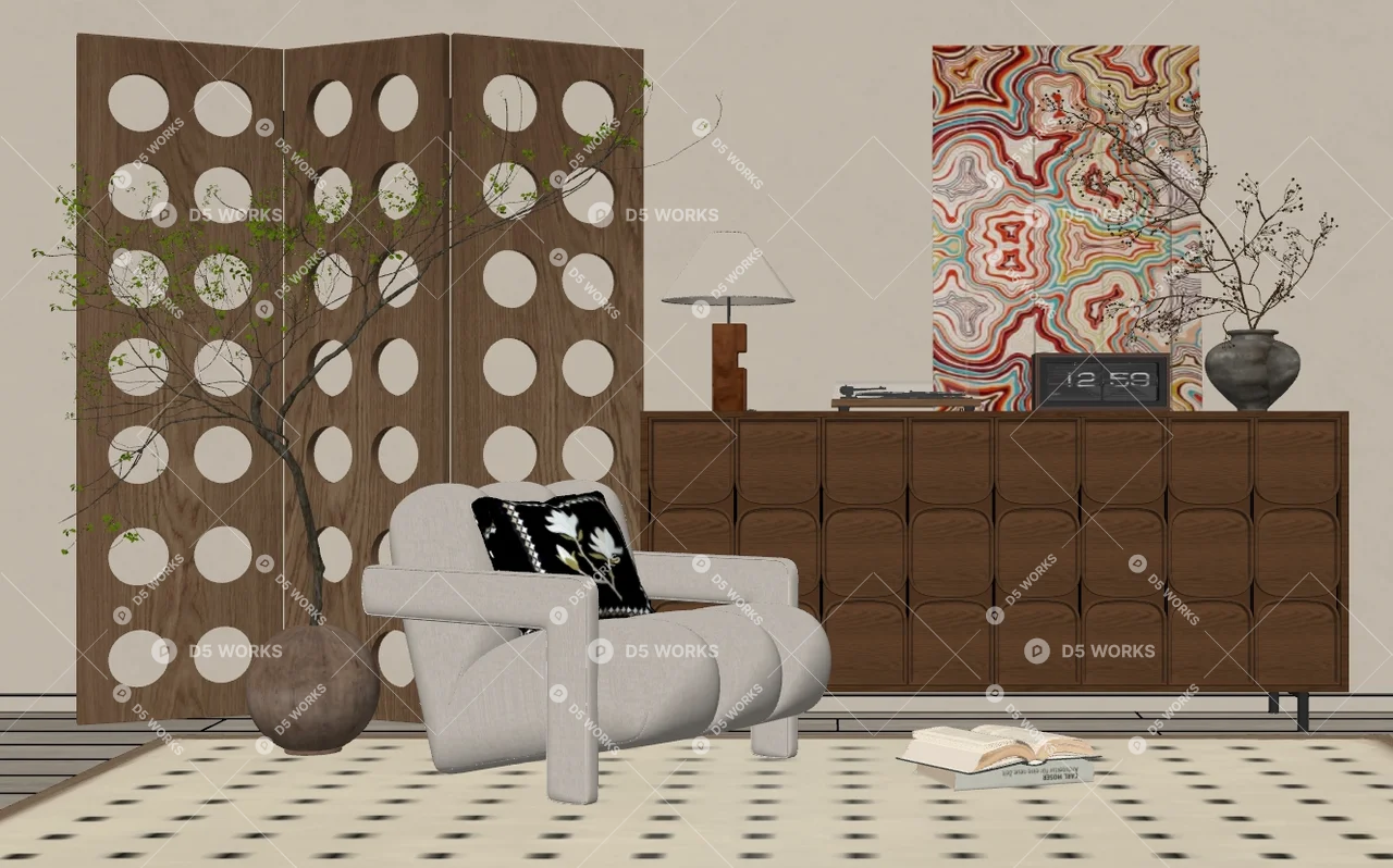 Mid-Century Modern Furniture Set 3d model thumbnail 2