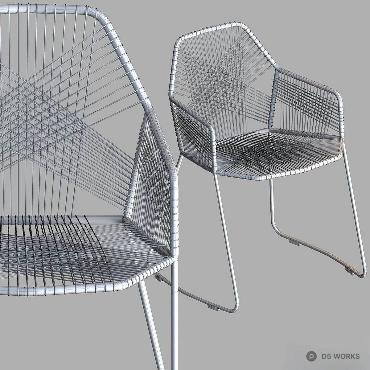 Woven Rattan Frame Leisure Chair 3d model thumbnail 2