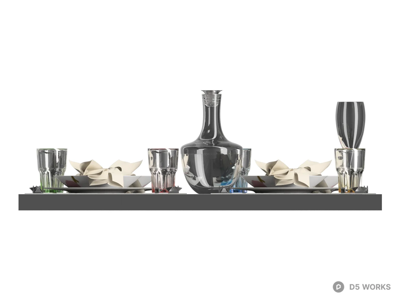 Minimalist Dining Set 3d model thumbnail 2