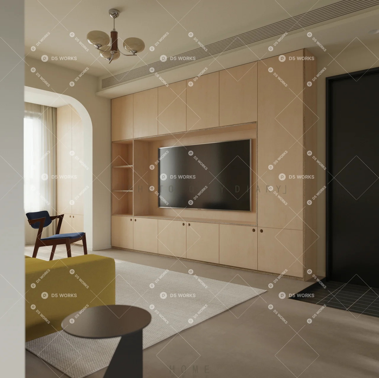 Contemporary Living & Dining Room 3d model thumbnail 4