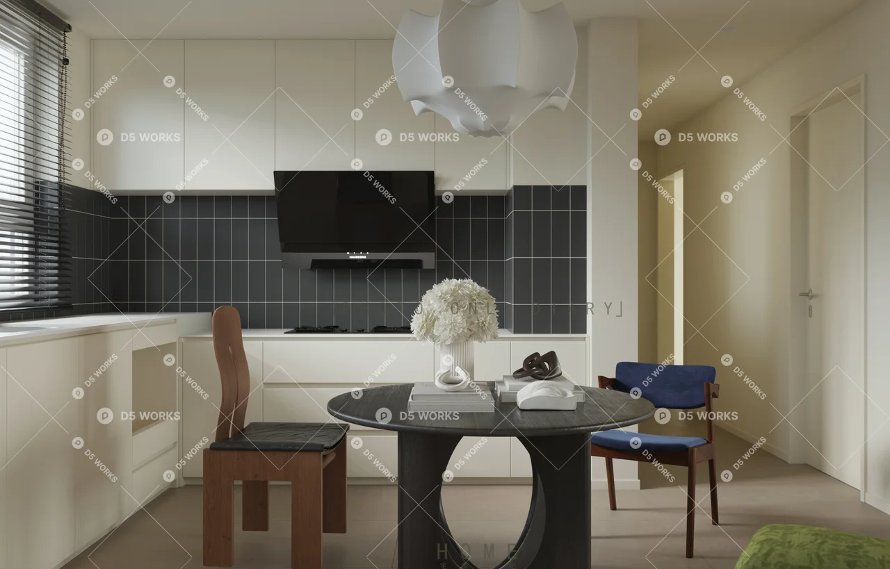 Contemporary Living & Dining Room 3d model thumbnail 6