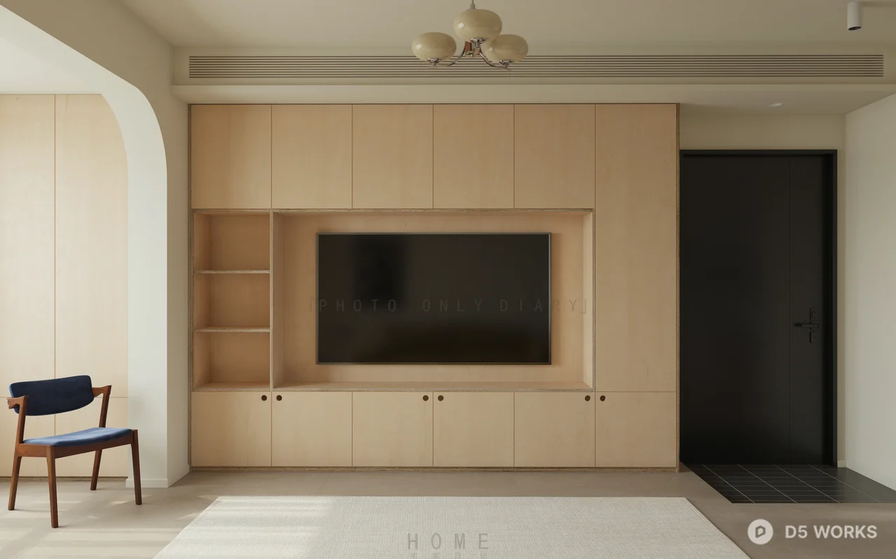 Minimalist Living Dining Space With Mustard Sofa 3d model thumbnail 2