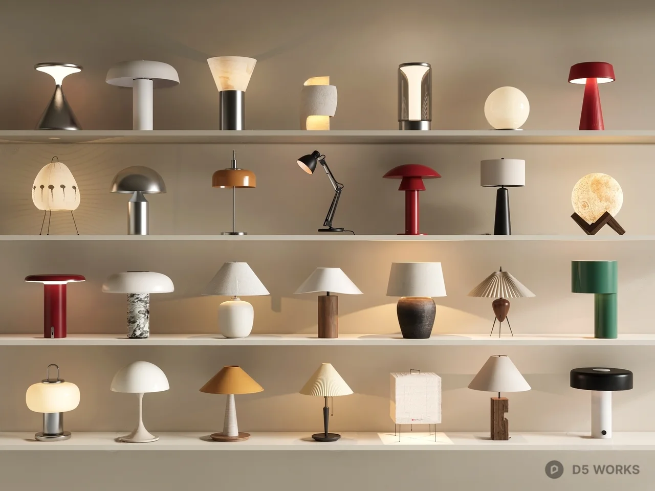 Mid Century Modern Table Lamp Collection 3d model - Image 1
