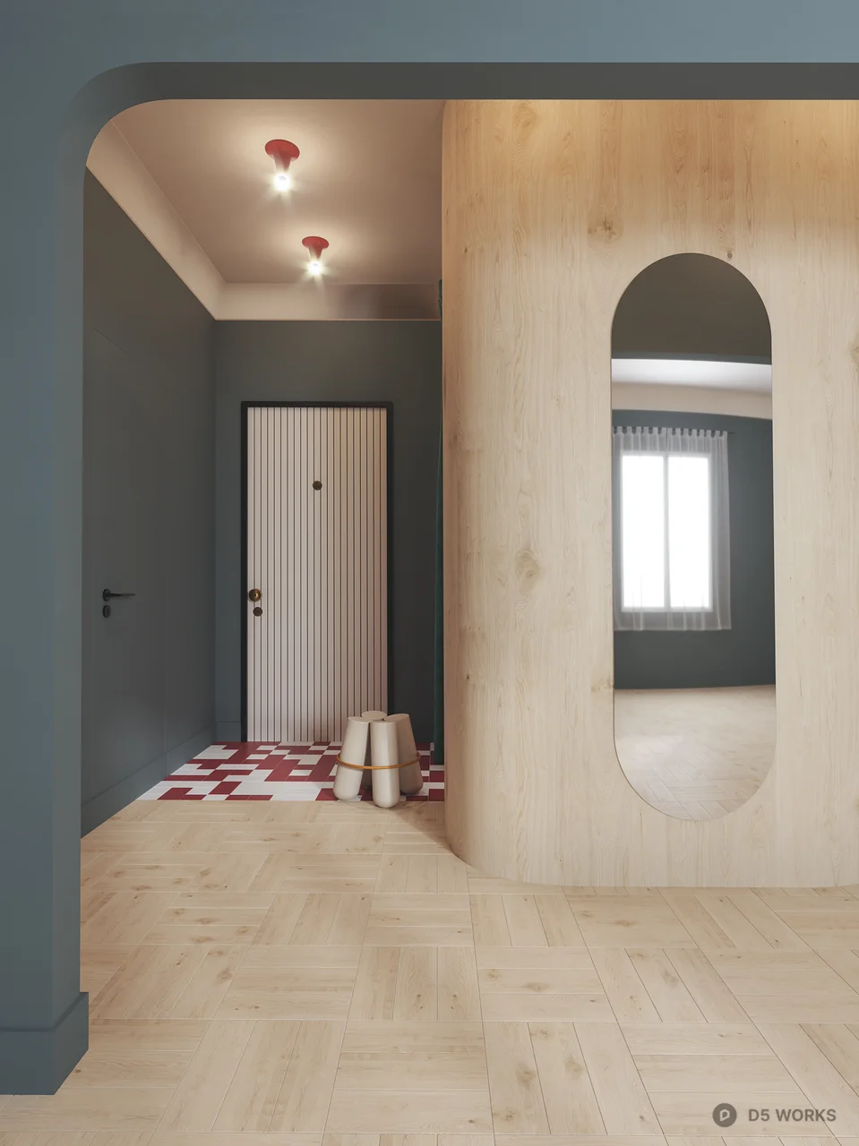 Minimalist Wooden Archway Entryway 3d model - Image 1