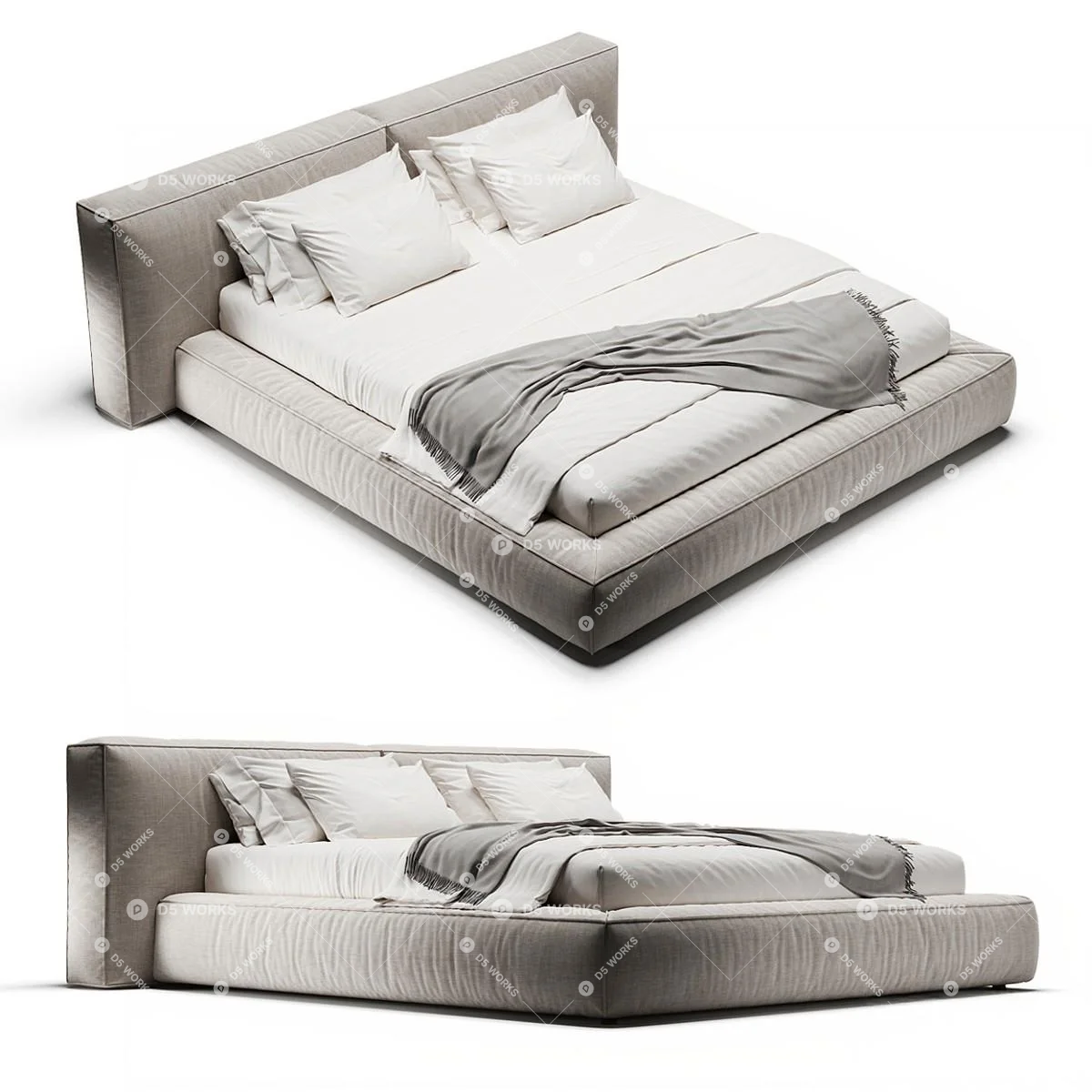 Modern Double Bed 3d model thumbnail 2