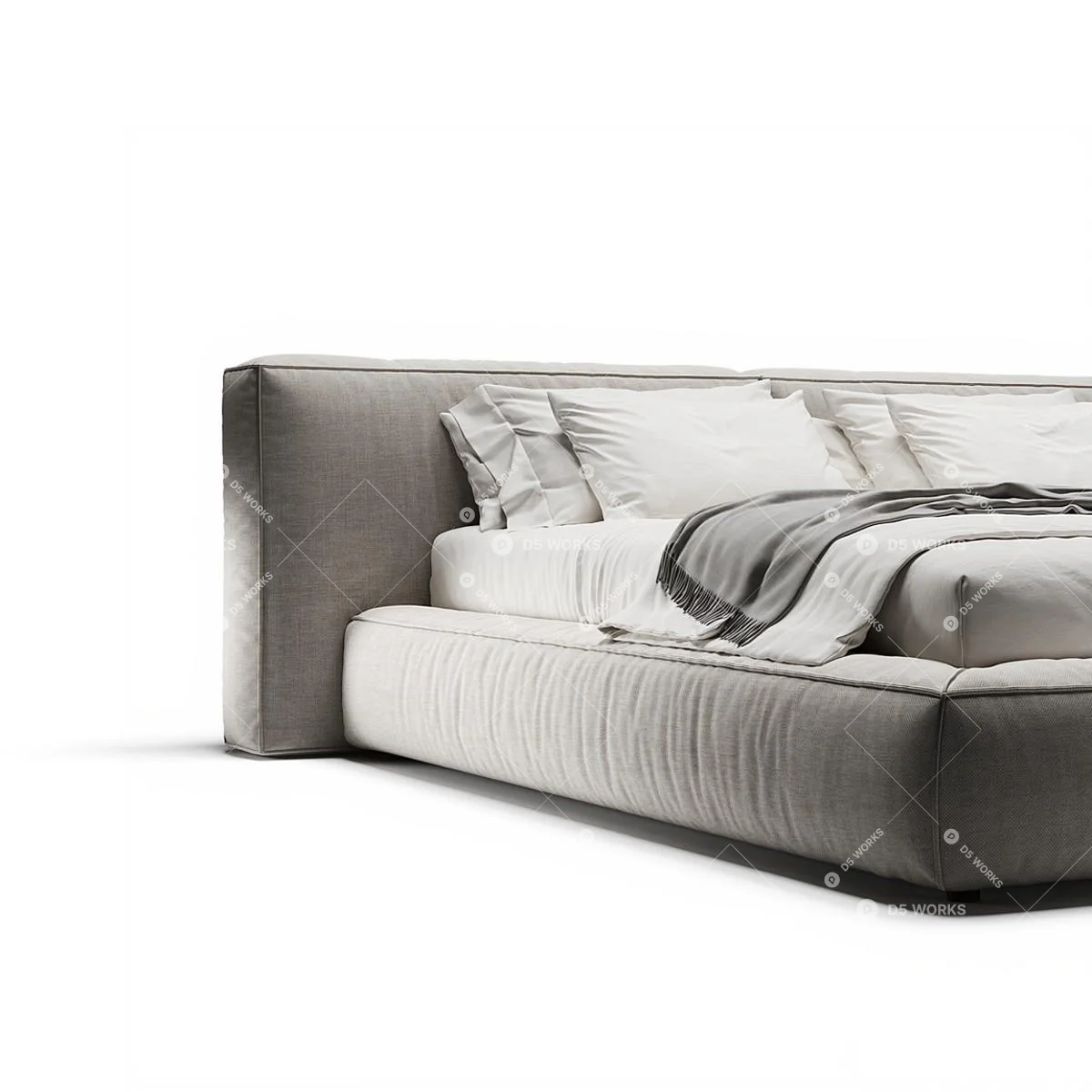 Modern Double Bed 3d model thumbnail 3