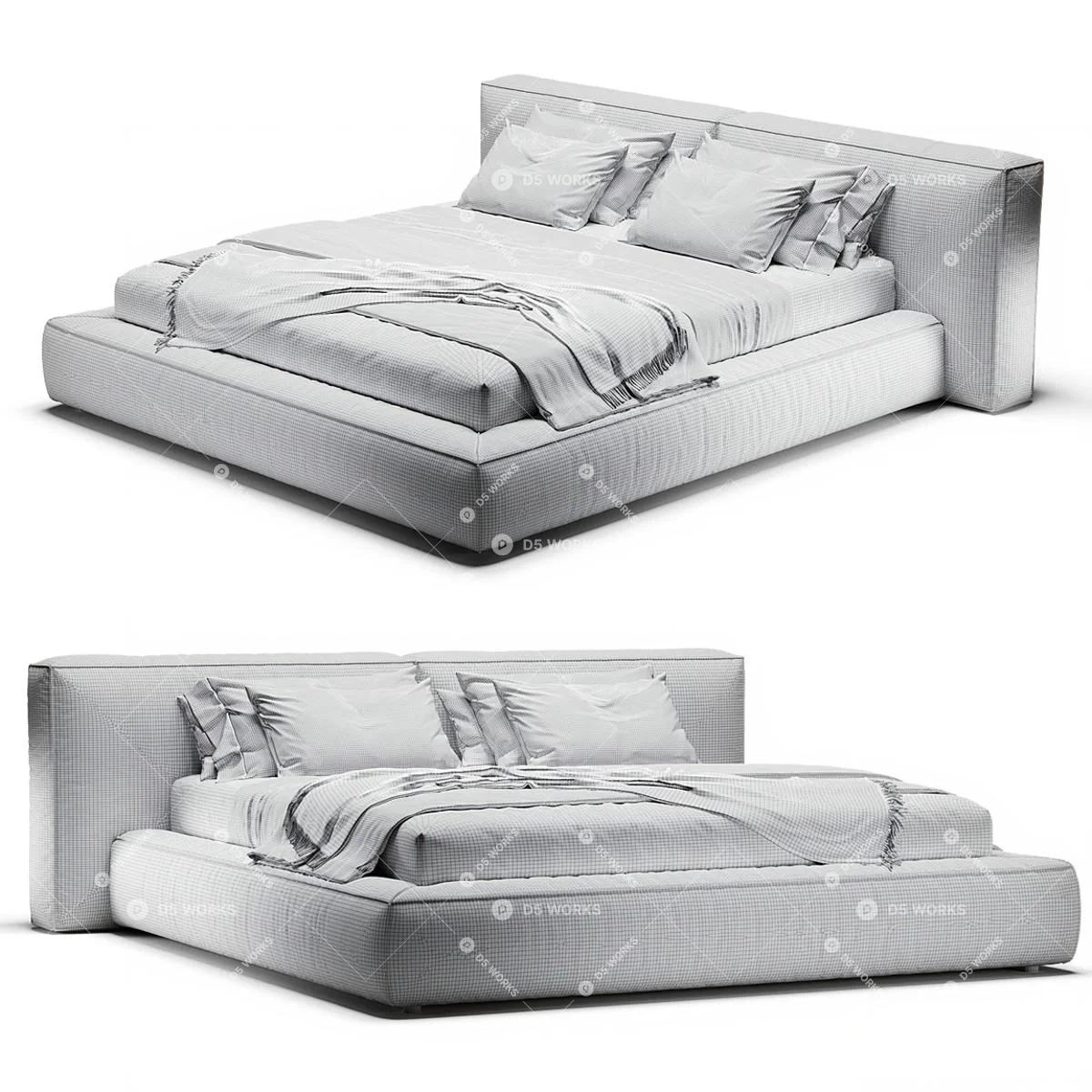 Modern Double Bed 3d model thumbnail 6