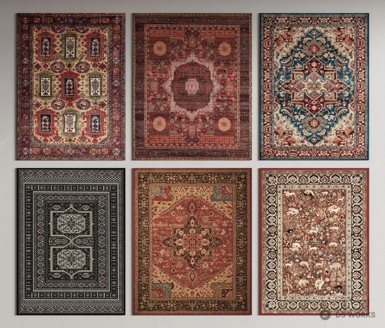 Oriental Patterned Rugs Collection 3d model - Image 1