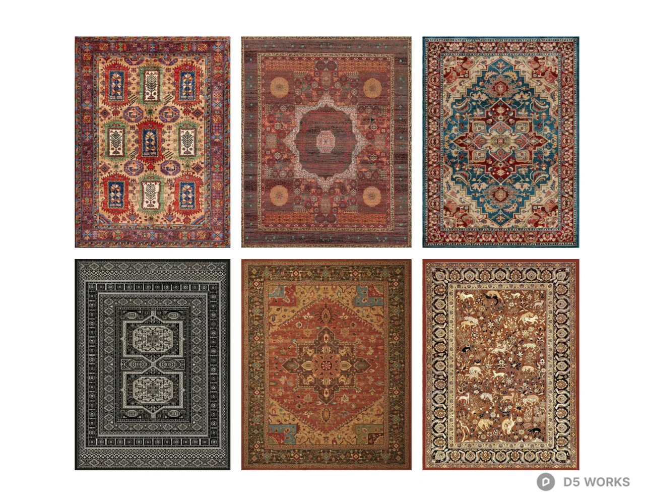 Oriental Patterned Rugs Collection 3d model thumbnail 2