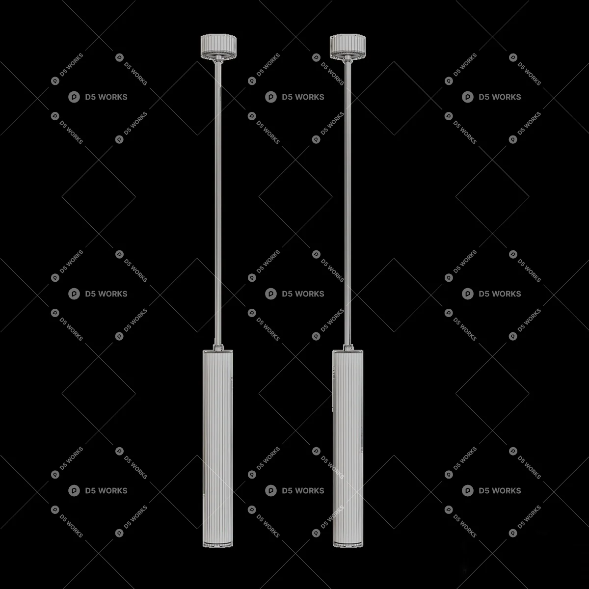Minimalist Cylindrical Pendant Light 3d model thumbnail 2