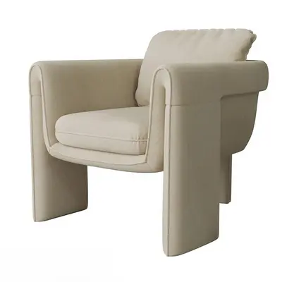 Minimalist Upholstered Armchair 3d model