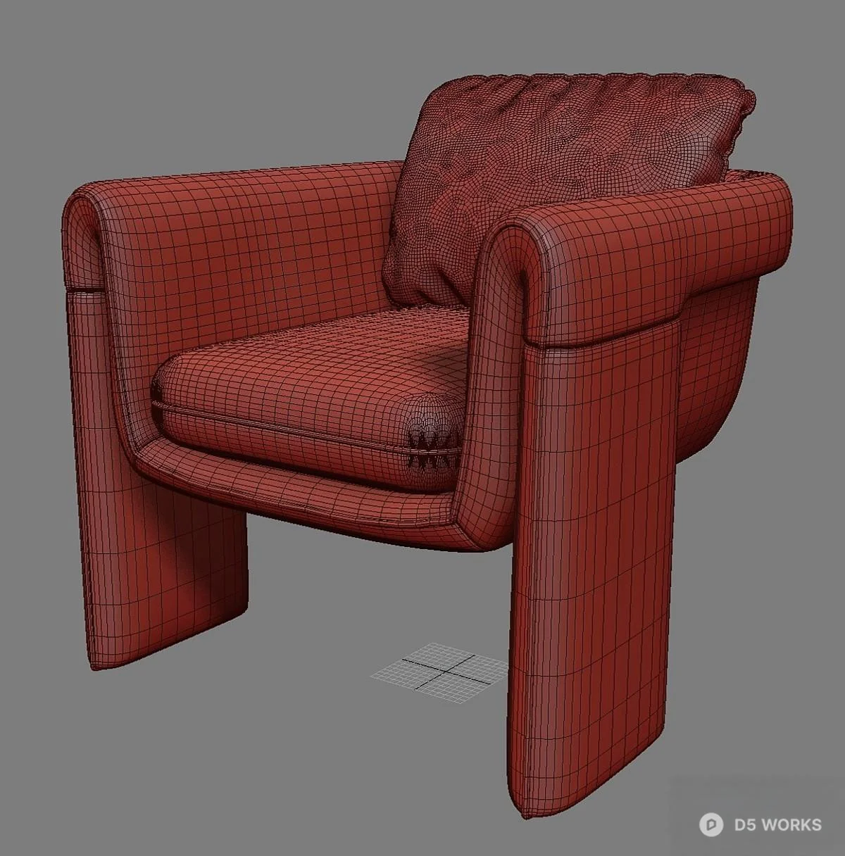 Minimalist Upholstered Armchair 3d model thumbnail 2