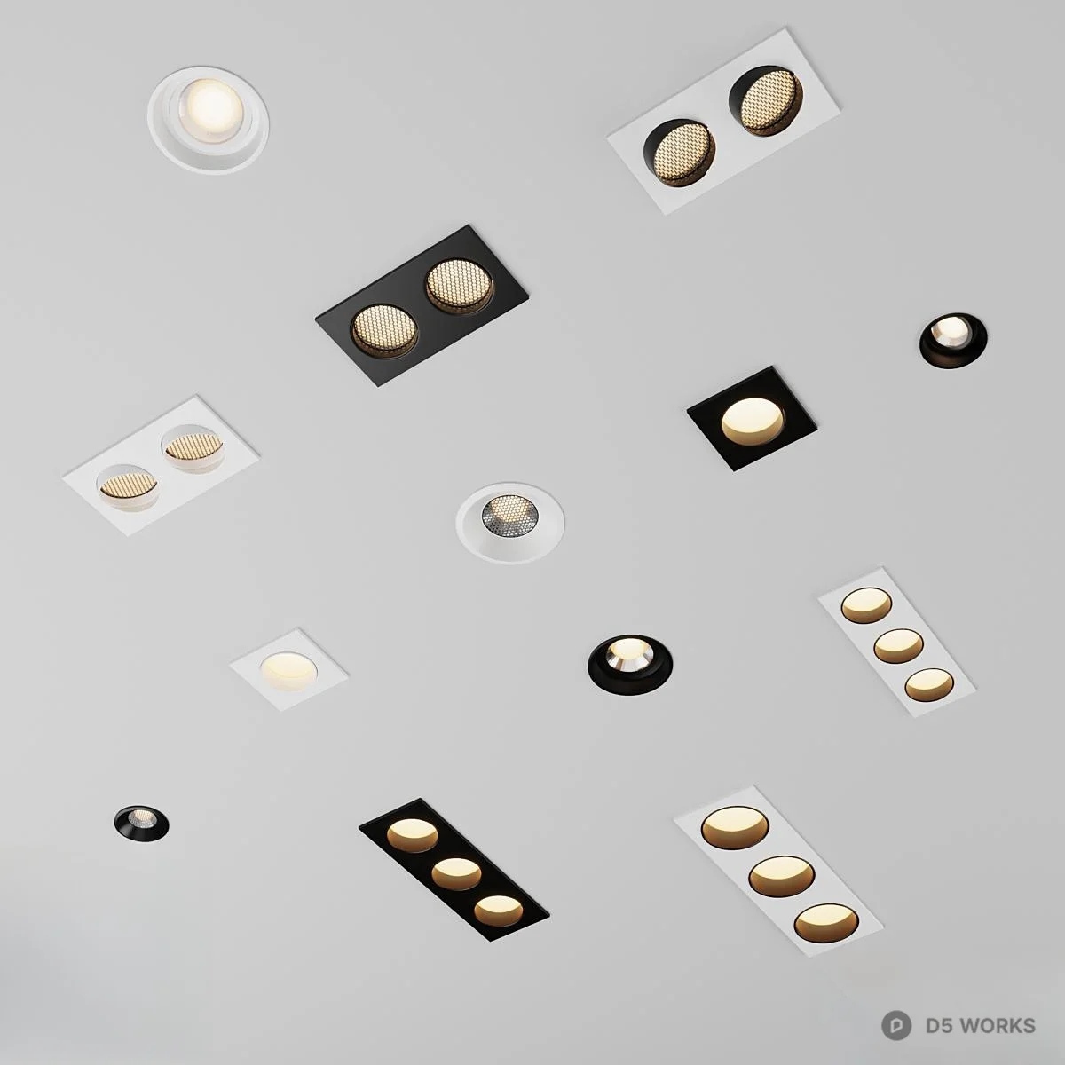 Modern Recessed Spotlights Collection 3d model - Image 1