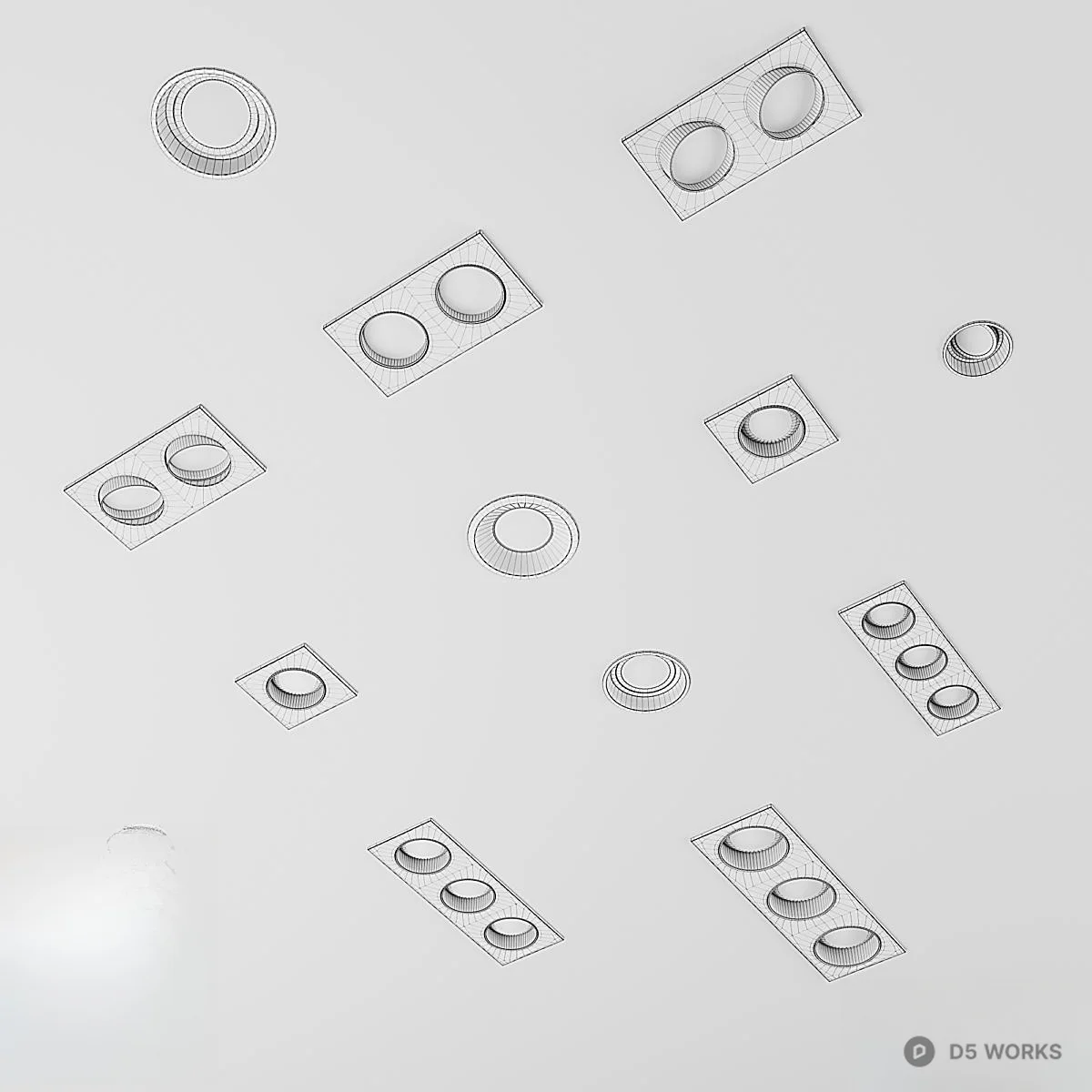 Modern Recessed Spotlights Collection 3d model thumbnail 2