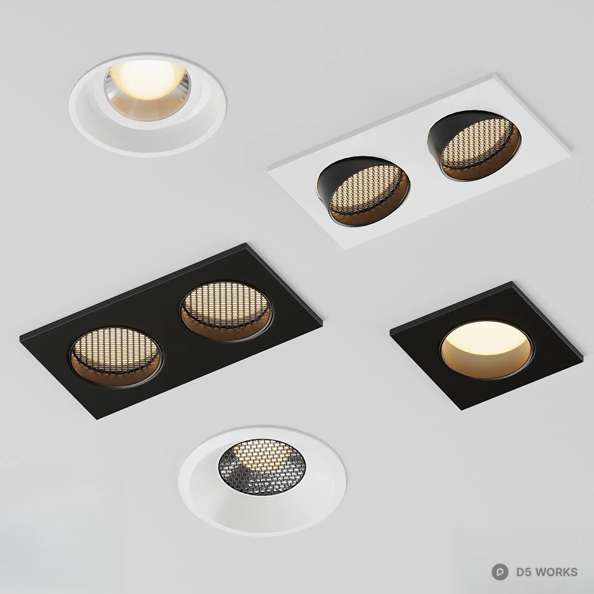 Modern Recessed Spotlights Collection 3d model thumbnail 3