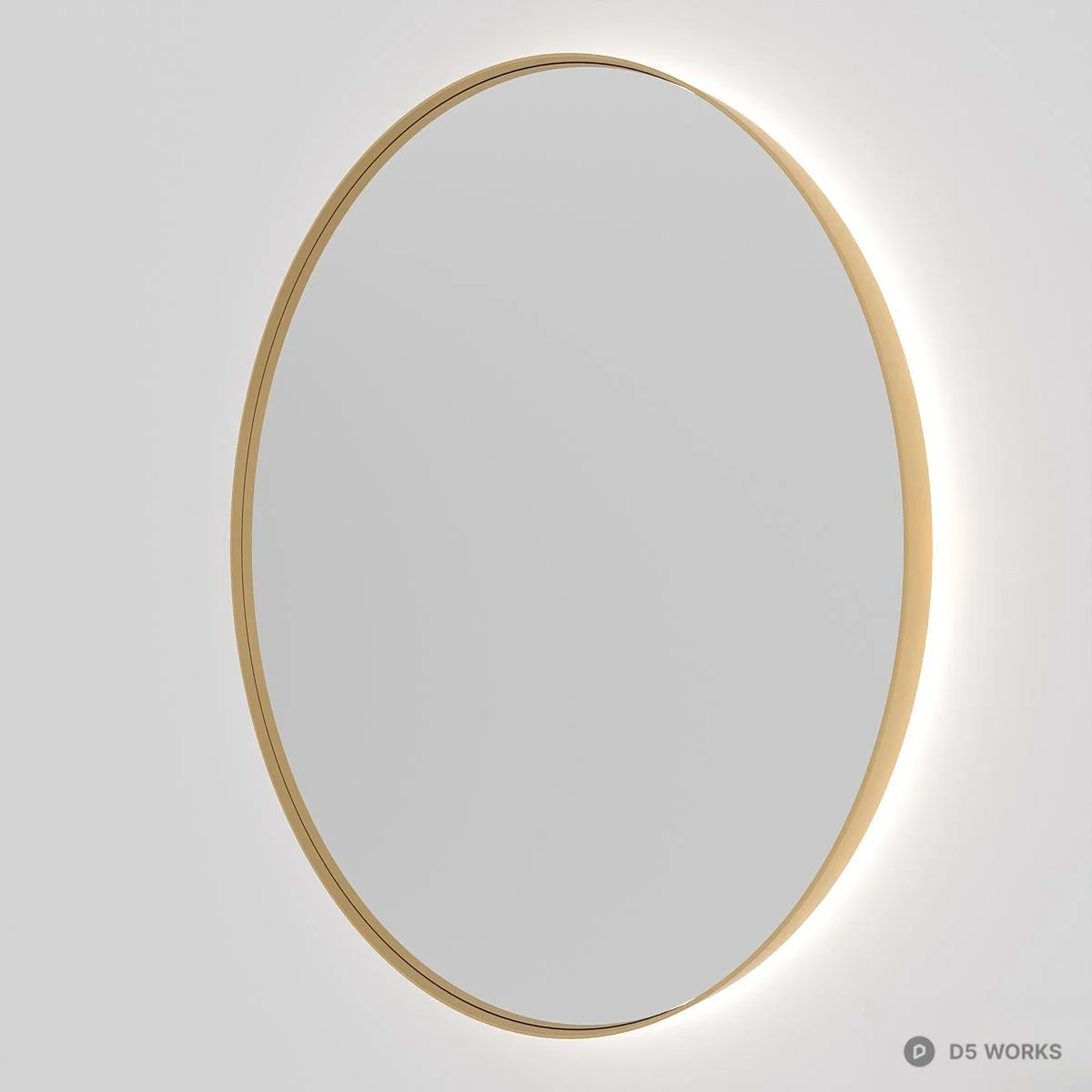 Minimalist Round Gold Frame Mirror 3d model thumbnail 2