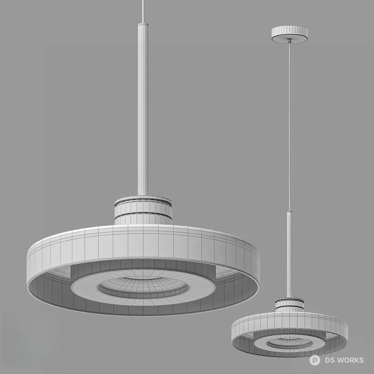 Minimalist Glass Ring Pendant Light 3d model thumbnail 2